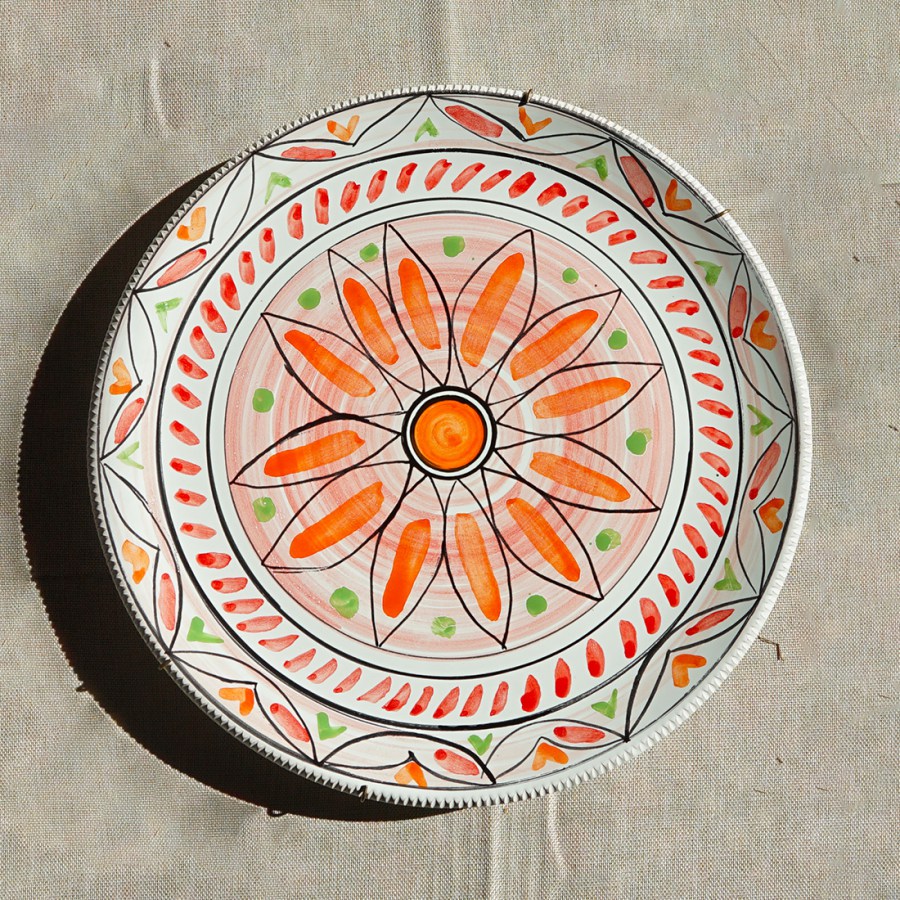 fatti-col-pennello-piatto-fiore-arancio-verde
